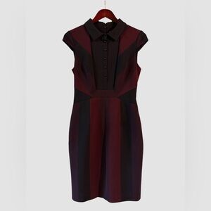 KAREN MILLEN Stunning Wine Black Tailored Military Shirt Pencil Dress